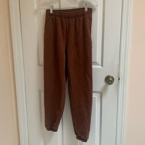 Aritzia Brown Track Pants with Elastic Cuffs